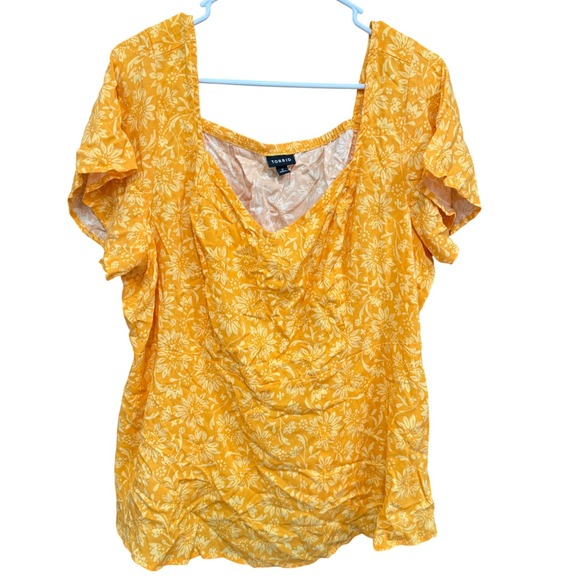 Torrid Women's Floral Print Square Neck Flutter Sleeve‎ Top - Size 2 - 2XL - Picture 1 of 8